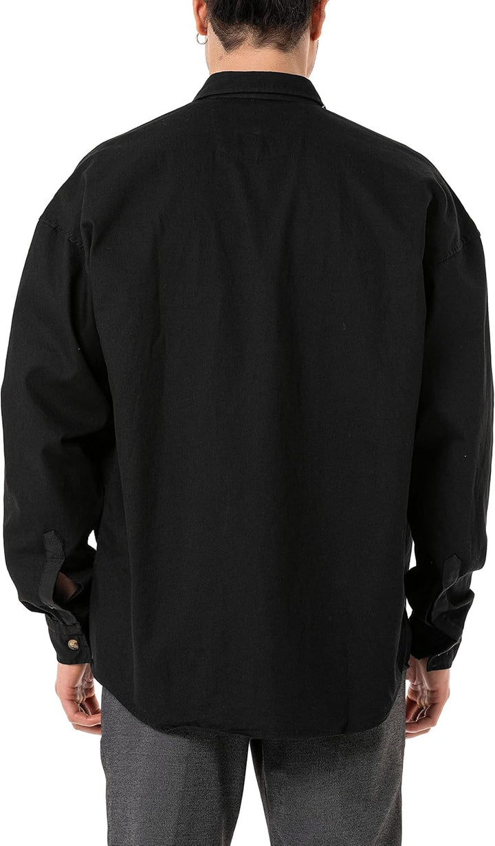 Red Bridge Herren Hemd Jeanshemd Premium Denim Oversized Wide Cut M Schwarz, M Schwarz