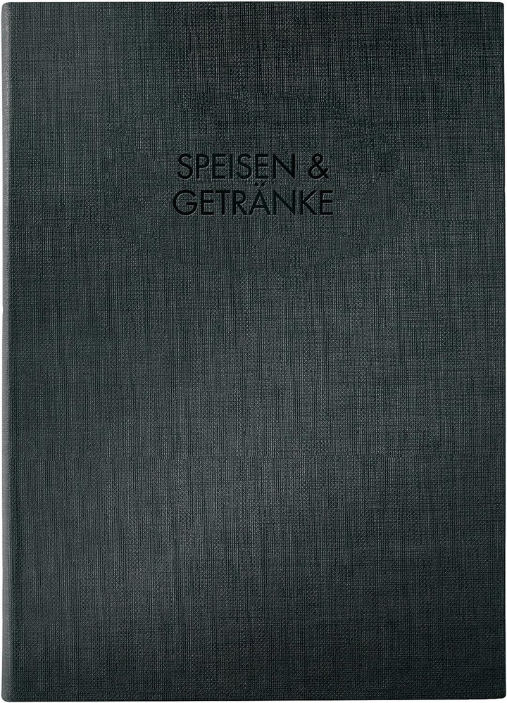 SIGEL SM116/5 Speisekarten-Mappen mit Gummi-Bindung für A5, 5-er Pack, schwarz mit edler Leinenstruk