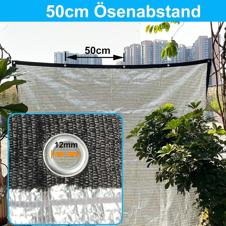 BeGrit Schattennetz Auto Hund 75% Alu Hitzeschutz mit Ösen 2m x 2m UV Luftdurchlässiges Sonnennetz A