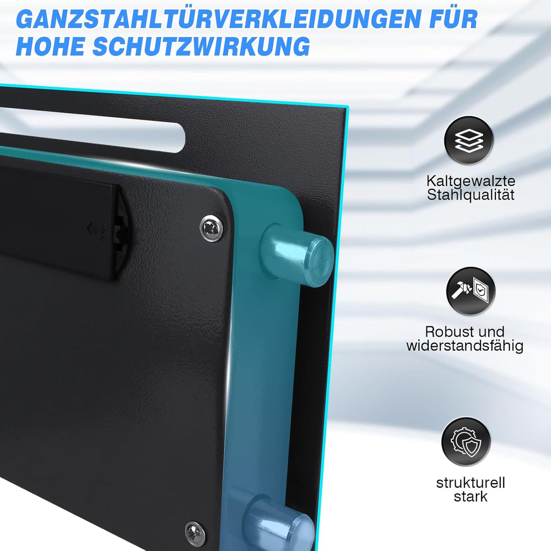 Tresor - Safe Tresor Feuerfest mit Zahlenschloss & 2×Notschlüssel - Digitaler Elektronischer Safe mi