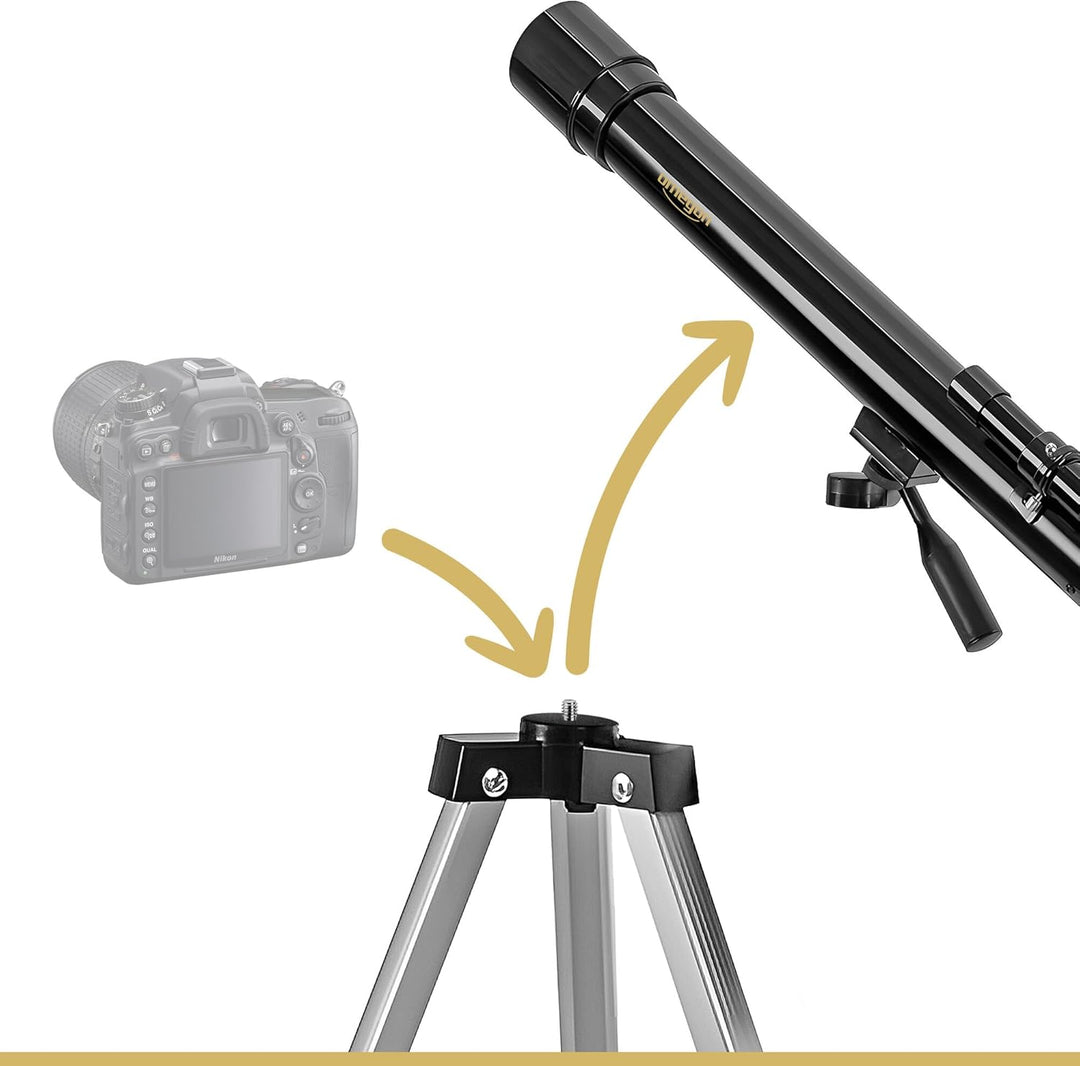 Omegon Teleskop AC 50/600 AZ, Linsenfernrohr mit 50mm Öffnung und 600mm Brennweite