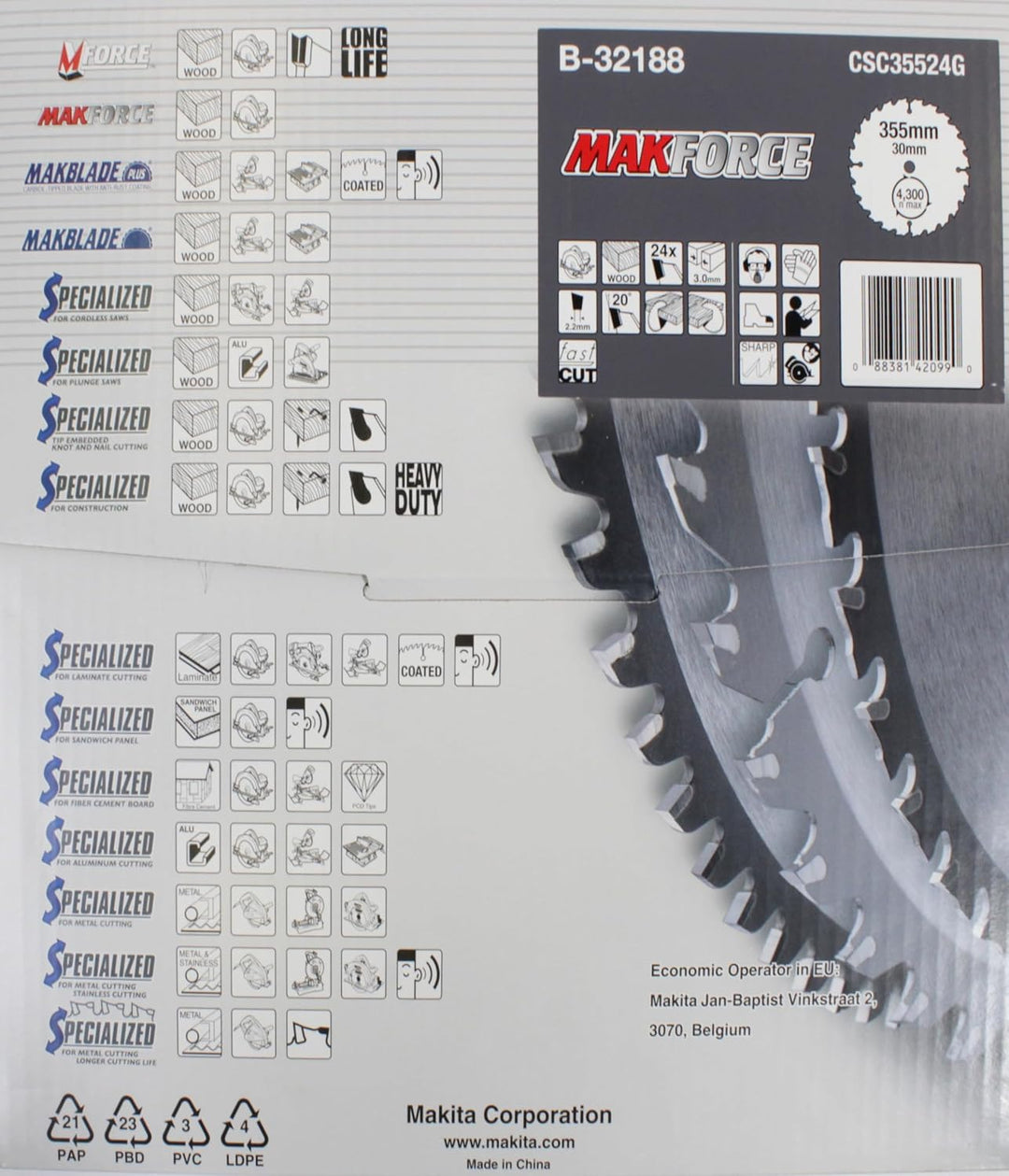 Makita MakForce Saegeblatt, 355 x 30 mm, 24Z, B-32188