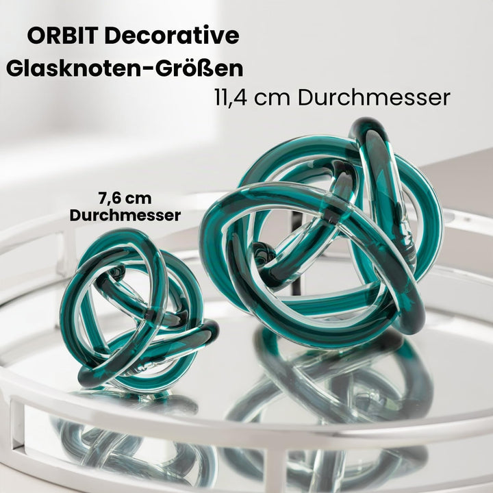 Torre & Tagus Orbit mundgeblasene Glas-Skulptur mit Unendlichkeitsknoten, 7,6 cm, Glaskunst, Deko-Ku