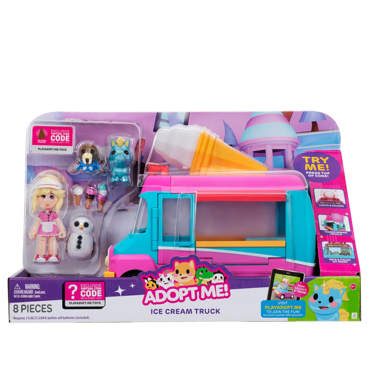 Adopt Me! AME0147 - Eiswagen - Transformierendes Fahrzeug mit Licht und Sound - Top Online Spiel - E