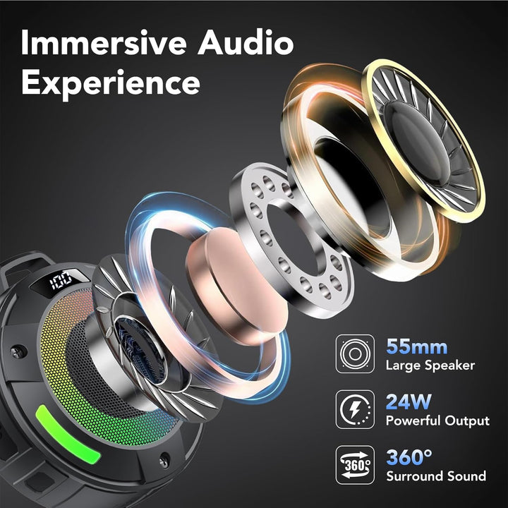 Tragbarer Mini Bluetooth Lautsprecher, Musikbox Bluetooth mit Licht, Kräftiger Klang, IP68 Wasserdic