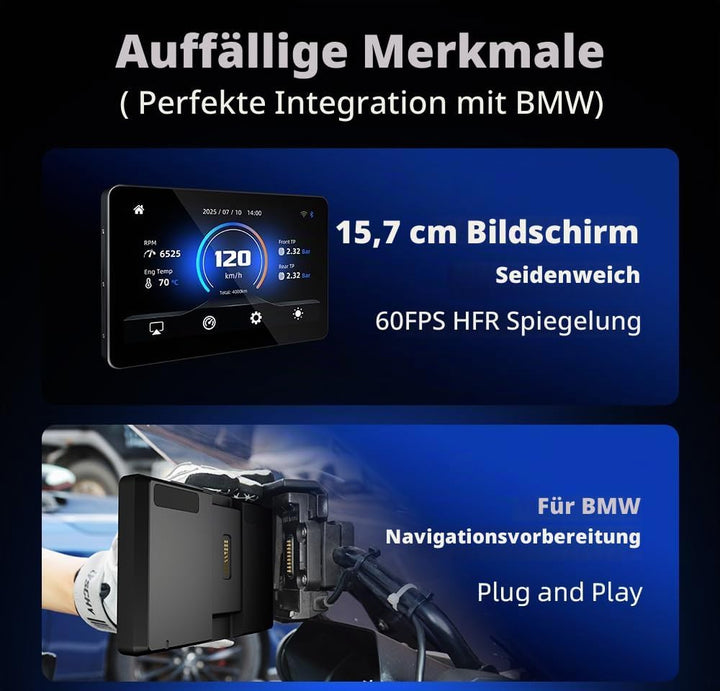 6,2" Motorrad Display für BMW R1200GS R1250GS F800 F900 S1000XR, Kabelloses CarPlay &amp; Android Auto (