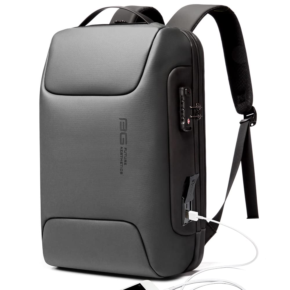 BANGE Anti-Diebstahl-Rucksack mit USB-Ladeanschluss, leichter Business-Rucksack für Damen und Herren