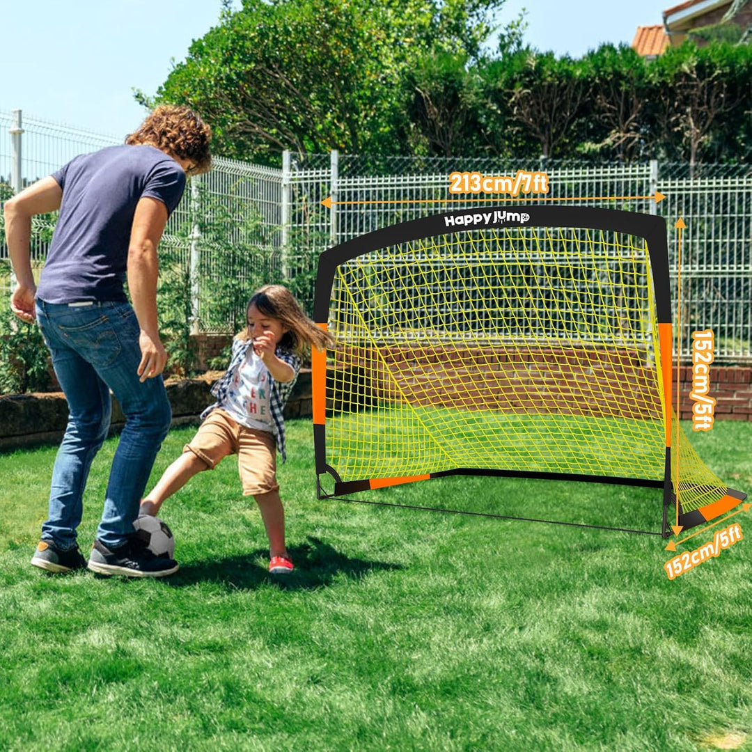 Happy Jump Fussballtor 3x2.2FT, 4x3FT, 5x3.6FT, 7x5FT Pop-Up Fussballtraining für den Garten Schwarz