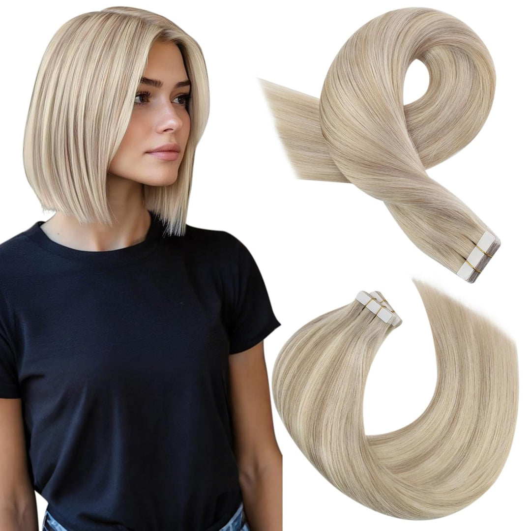 Moresoo Tape in Extensions Echthaar Blond Extensions Echthaar Tape Invisible Tape Extensions Aschblo