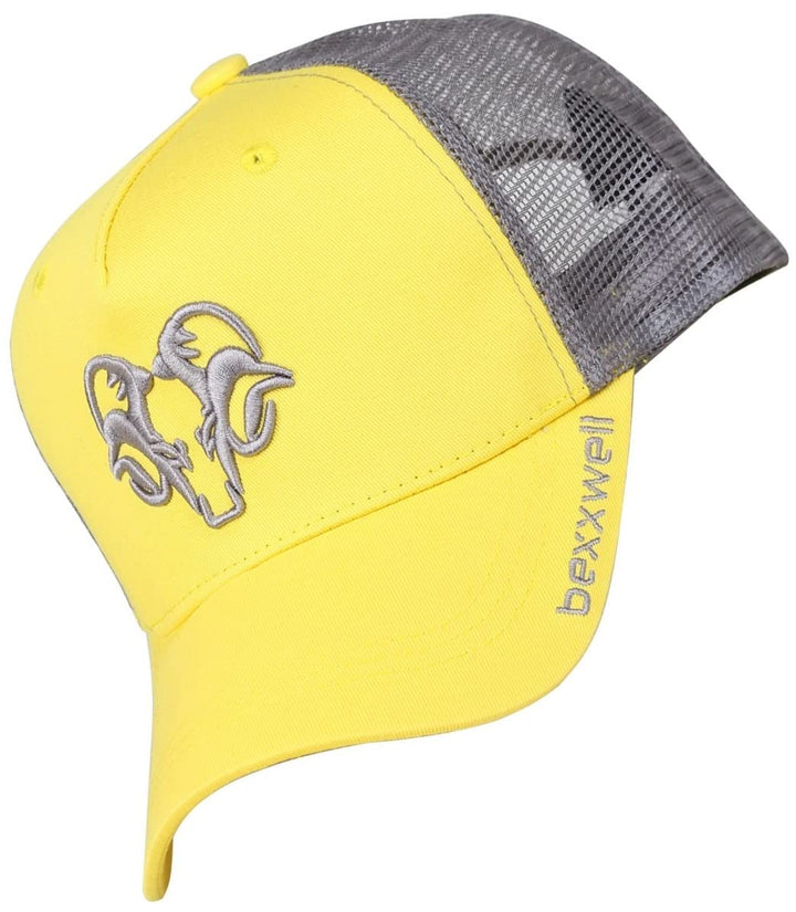 Bexxwell Trucker Cap gelb/grau mit 3D Logo-Stickerei (optimale Passform, Kappe, Yellow, Grey, Trucke