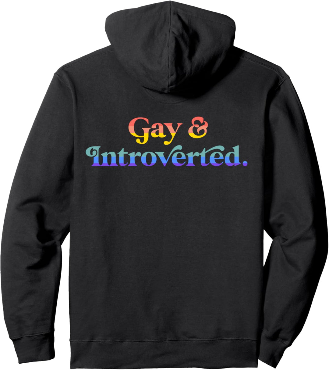 Gay And Introverted Funny Aesthetic Lesbian LGBTQ Pride Flag Pullover Hoodie