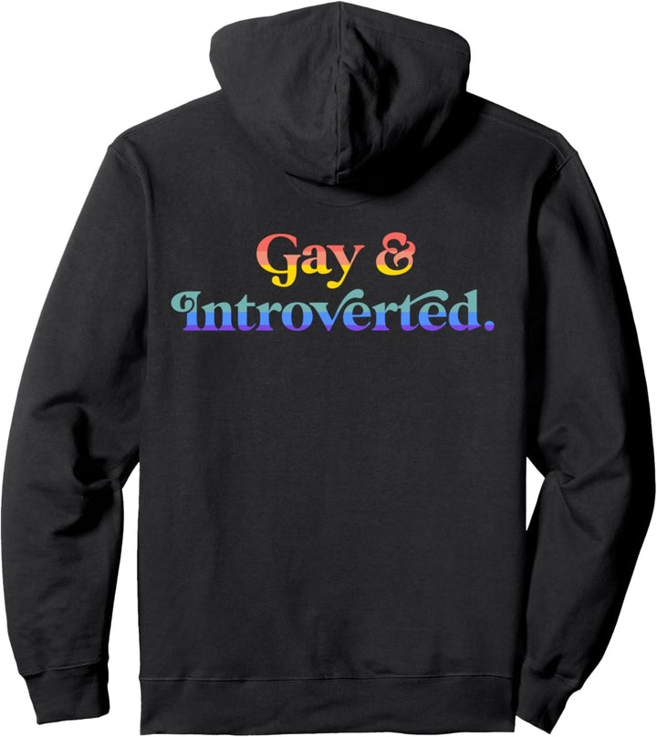 Gay And Introverted Funny Aesthetic Lesbian LGBTQ Pride Flag Pullover Hoodie