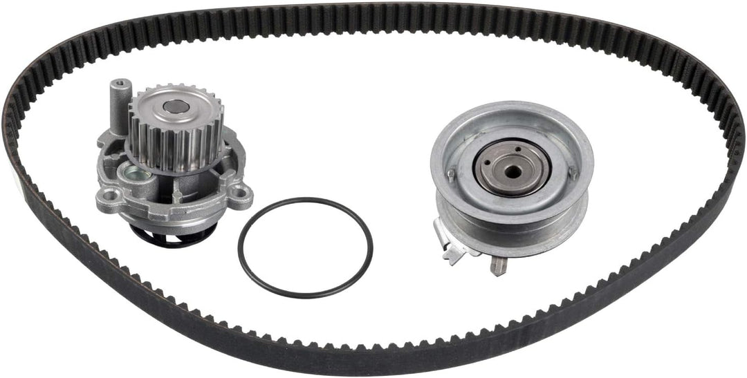 febi bilstein 32814 Zahnriemensatz mit Wasserpumpe, 1 Stück & 14714 Riemenspanner für Keilrippenriem