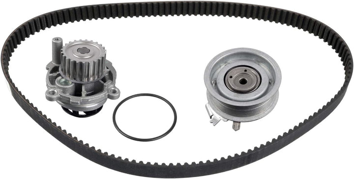 febi bilstein 32814 Zahnriemensatz mit Wasserpumpe, 1 Stück & 14714 Riemenspanner für Keilrippenriem