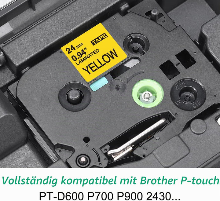 3x MarkField Kompatibel Schriftband TZ 24mm TZe-651 Schwarz auf Gelb für Brother P-Touch Beschriftun
