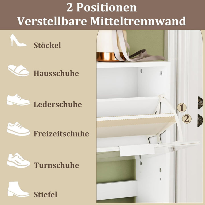 UEV Schuhschrank mit 3 Klappen Holz Schmal Marmormuster Schuhkipper Schuhkommode mit Kippschutz, Sch