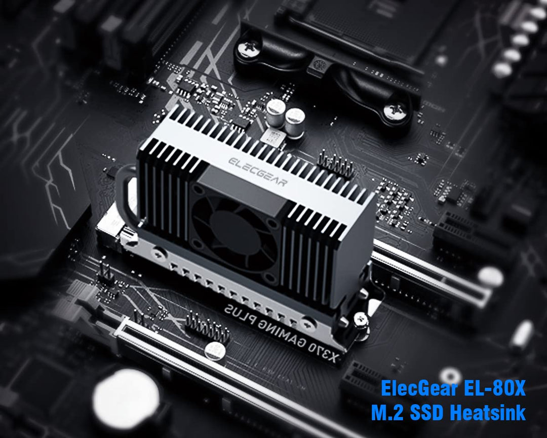 ElecGear EL-80X M.2 2280 SSD Kühler, PWM Lüfter + Heatpipe + Kühlkörper aus Aluminium Heatsink für 8
