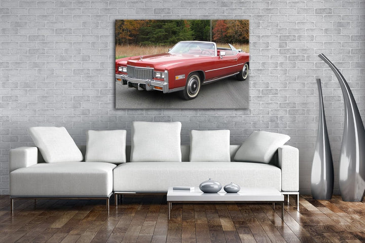 deyoli Schicker roter Oldtimer Format: 80x60 als Leinwandbild, Motiv fertig gerahmt auf Echtholzrahm