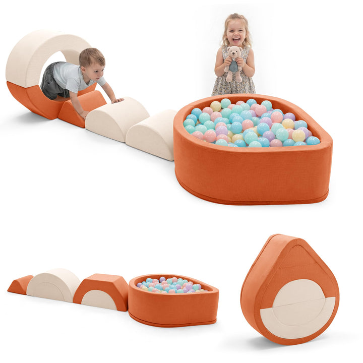 Zedachica 7PCS Schaumstoff Bausteine für Kinder,Softbausteine Baby mit Bällebad für Indoor Klettern,
