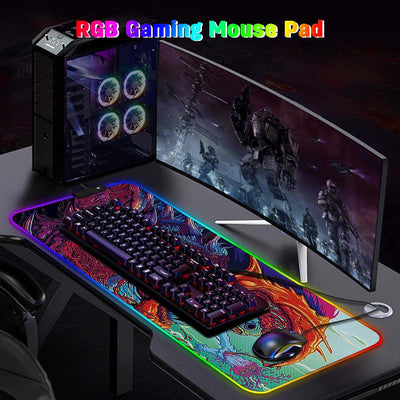 DORRISO RGB Gaming Mauspad Grosse 800x300x4 mm LED Schreibtischunterlage XXL Grosse Mousepad Wasserd