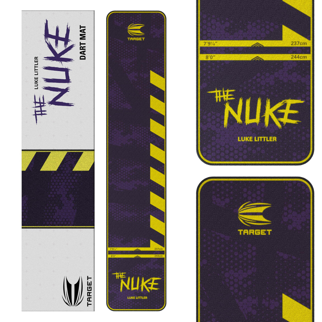 TARGET Darts Luke Littler Dartmatte, The Nuke Darts Matte | Dart Oche Matte mit Soft- und Steeldarts