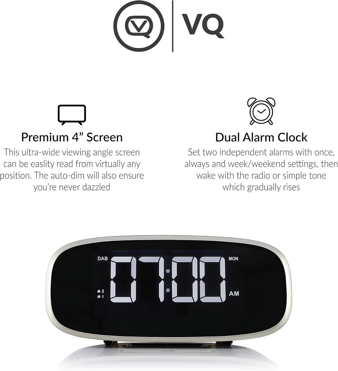 VQ Lark Digitalradio DAB und DAB+ mit FM, Bluetooth, Aux, Zwei USB-Anschlüssen und Weckfunktion - Gr