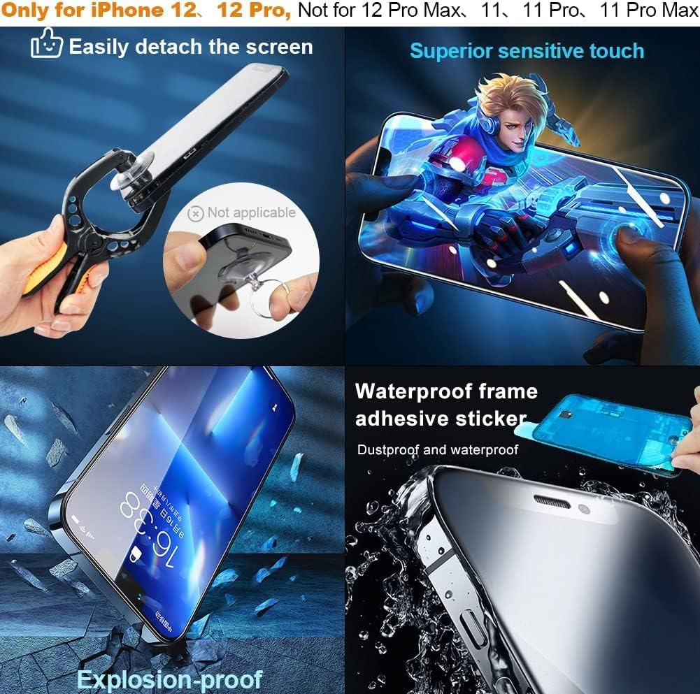 EFaith für iPhone 12/12 Pro Display, Ersatz Bildschirm 6.1 Zoll Full HD Bildschirm,Displayrahmen 3D