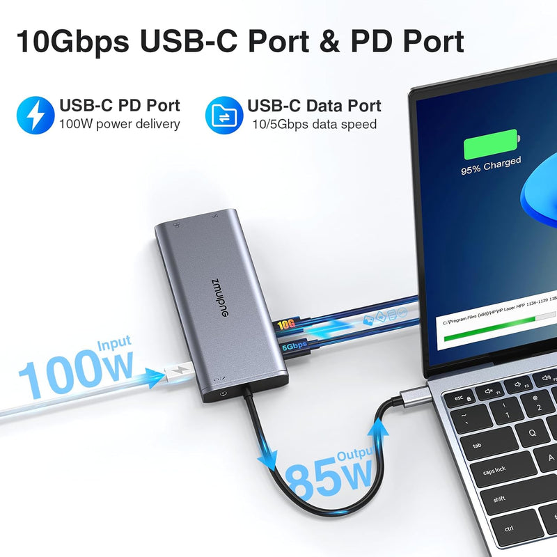 USB C Docking Station Dual HDMI,Triple Display USB C Hub,14 in 1 Laptop 10Gbps Dockingstation mit 2*