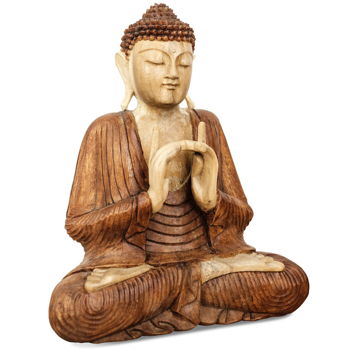 livasia Buddha Figur aus Holz 50cm hoch – Balinesische Handwerkskunst – Buddha Figuren aus Suarholz,