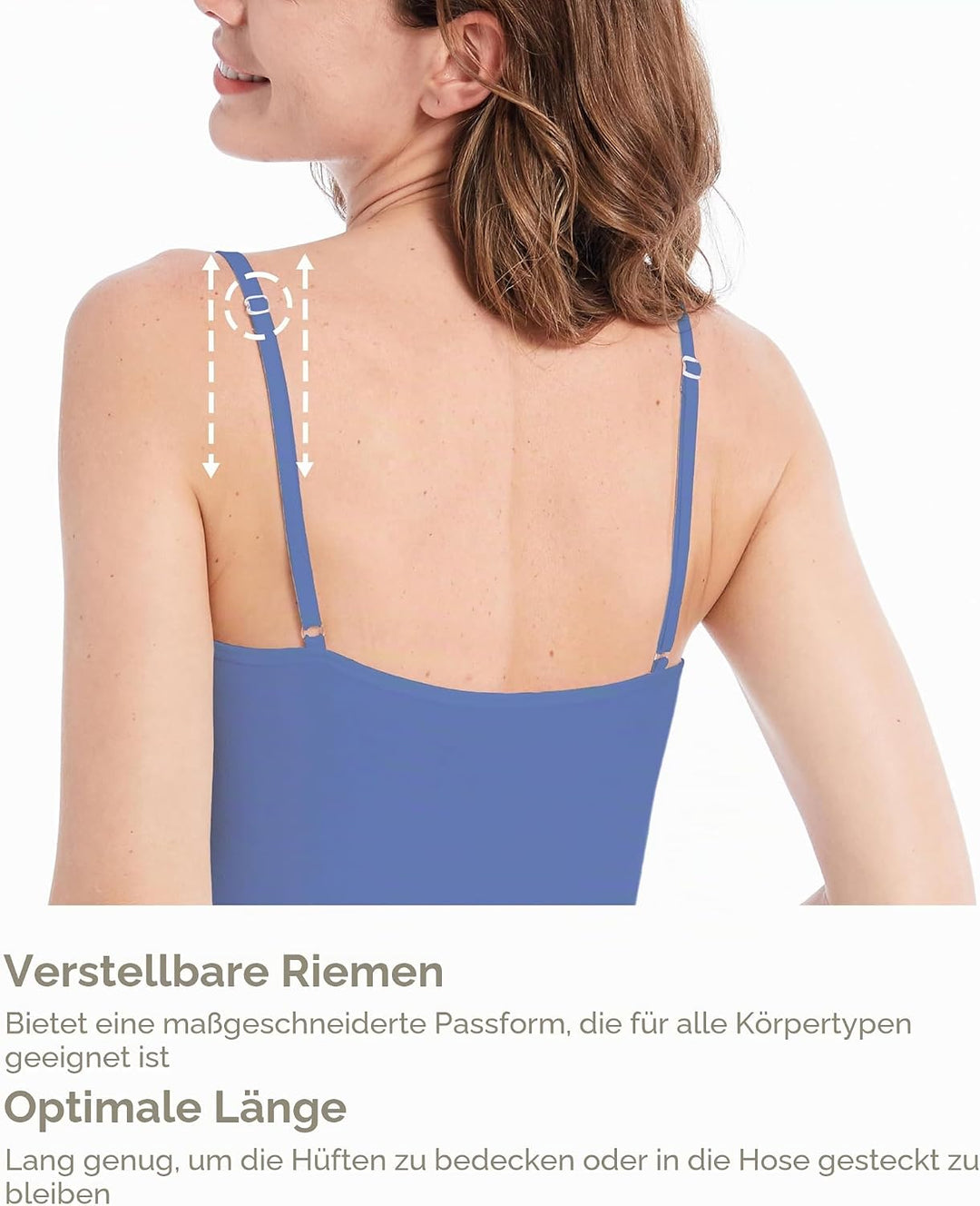 Comfneat Damen 4-Pack Spaghetti Tops Slim-Fit Verstellbare Träger Camisole Baumwolle Elasthan Unterh