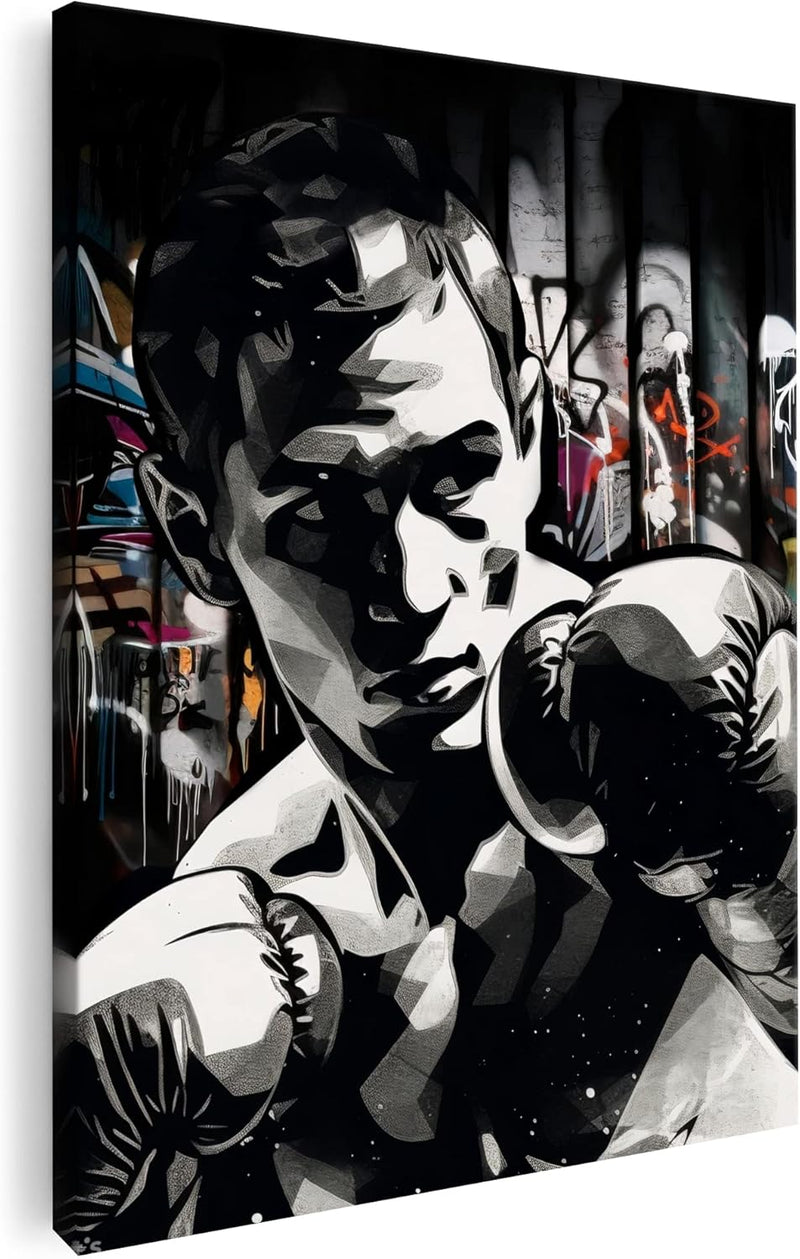 Artmazing | Boxer Graffiti Modern Art Bild | S-Art Bild | Leinwand Bilder | Wandbilder Modern | Boxe