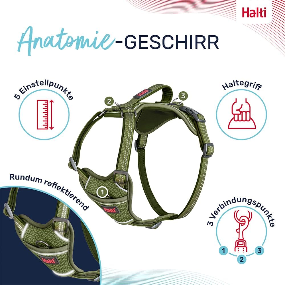 HALTI Anatomy Hundegeschirr mit Griff – Bewegungsfreiheit für deinen Hund. 3 Verbindungspunkte für d