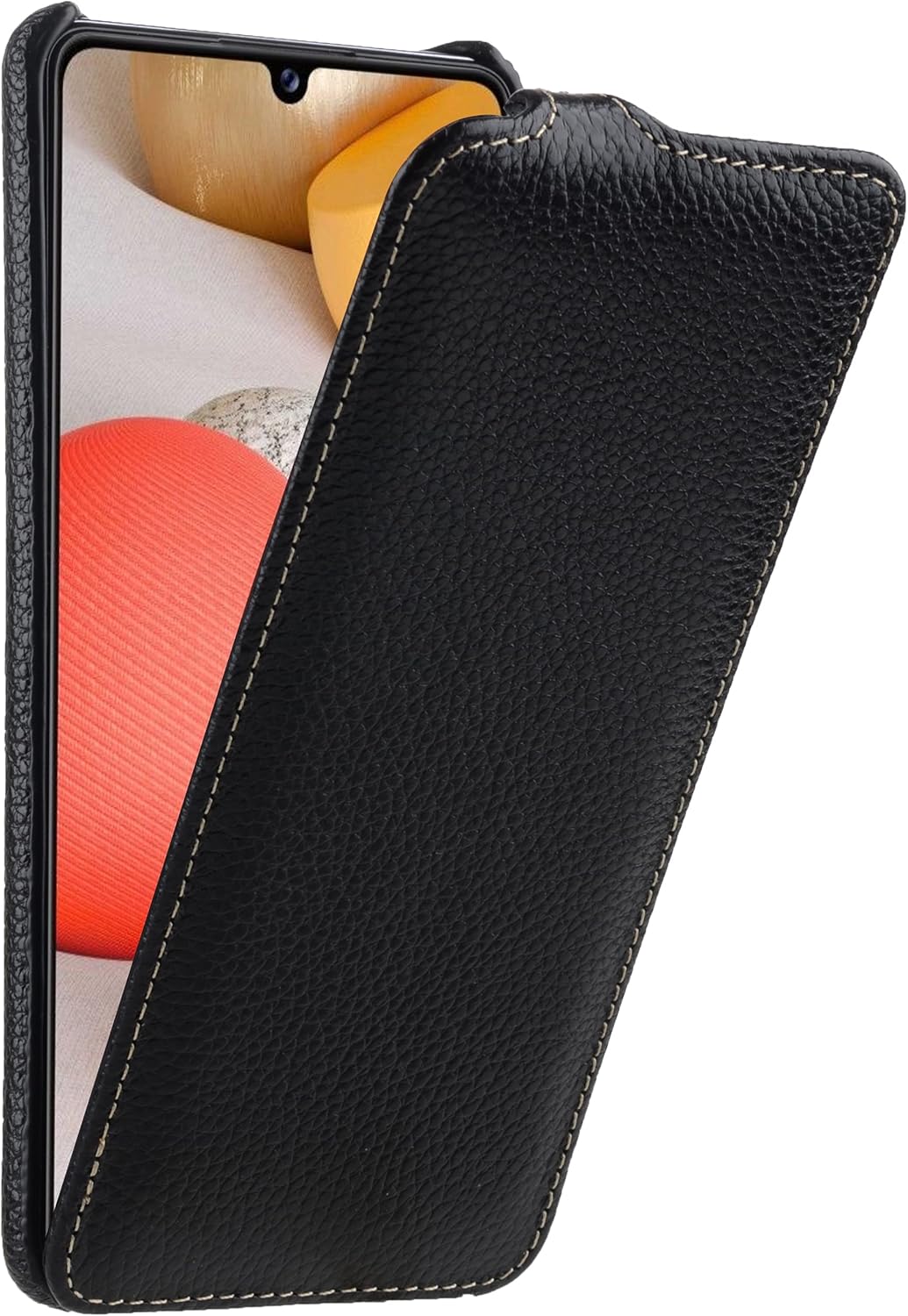 STILGUT UltraSlim kompatibel mit Samsung Galaxy A42 Hülle aus Leder - Samsung A42 5G Flip Case, Klap