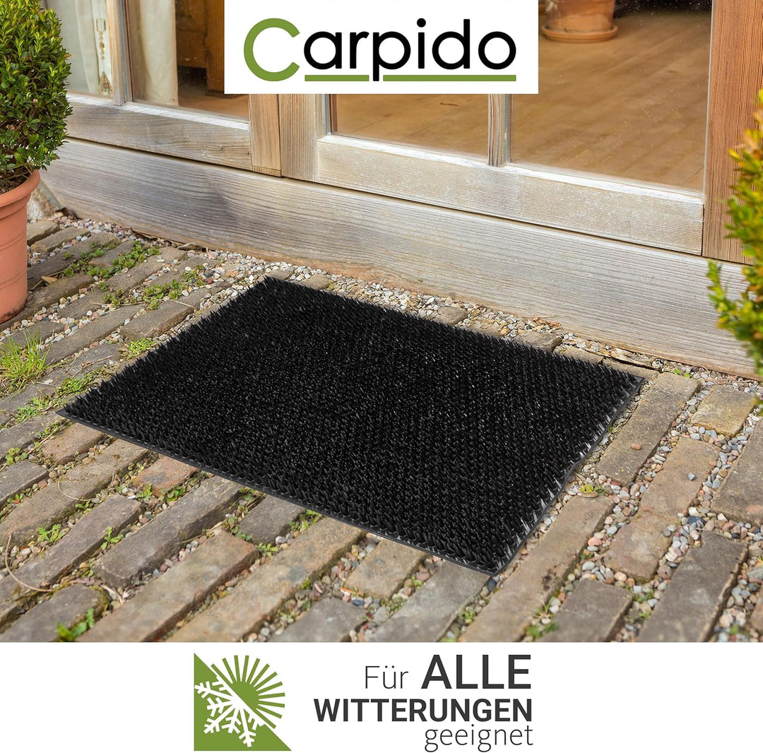Carpido Wetterfeste Fussmatte Garten - Schwarz 40x60 cm - Outdoor Schmutzfangmatte - Türmatte leicht