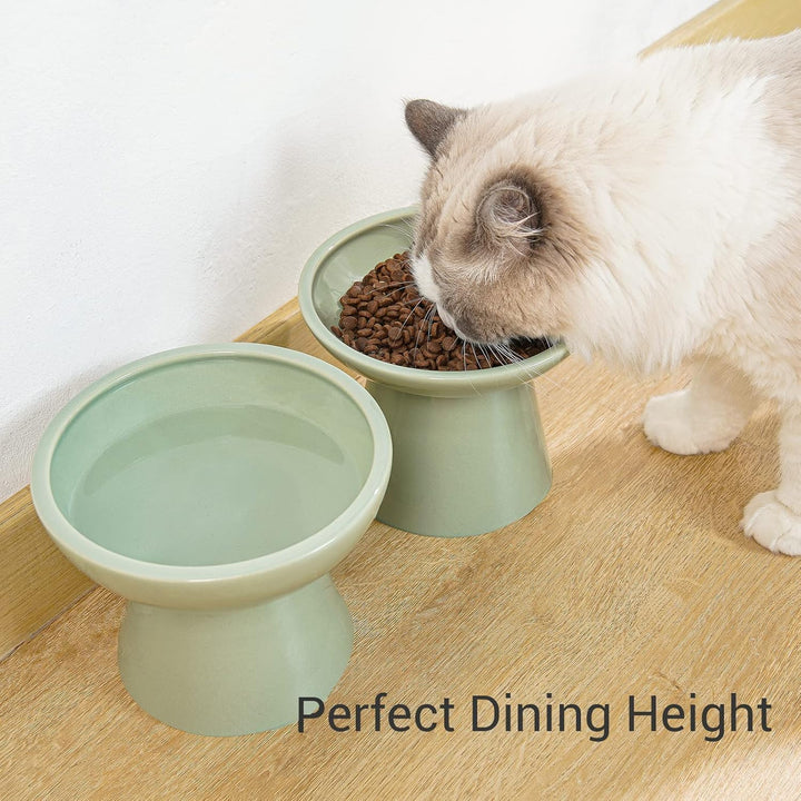 CEEFU 2 extra breiter erhöhter Katzenfutternapf, Keramik-Katzennäpfe für Futter und Wasser, breite f