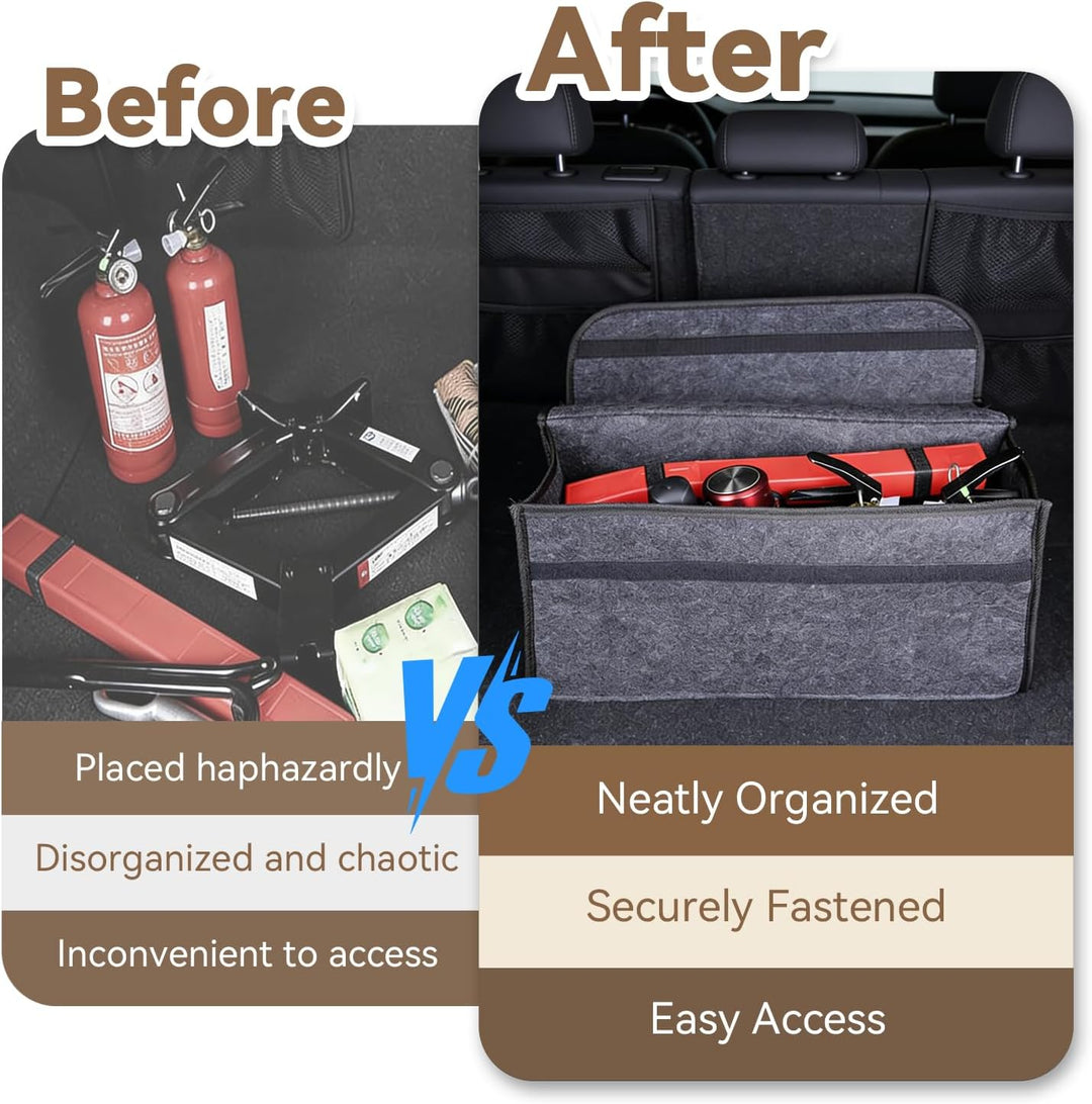 Auto Kofferraum Organizer, 50 * 24 * 17cm Faltbar Kofferraumtasche Rutschfest Filz, Auto Organizer T