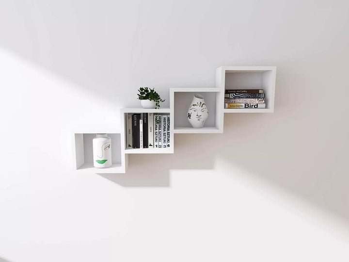 KUBUTKU Dekorativ Wandregal mit 4 Böden 109x57x18 Design Skandinavischer Modern für Wohnzimmer Küche
