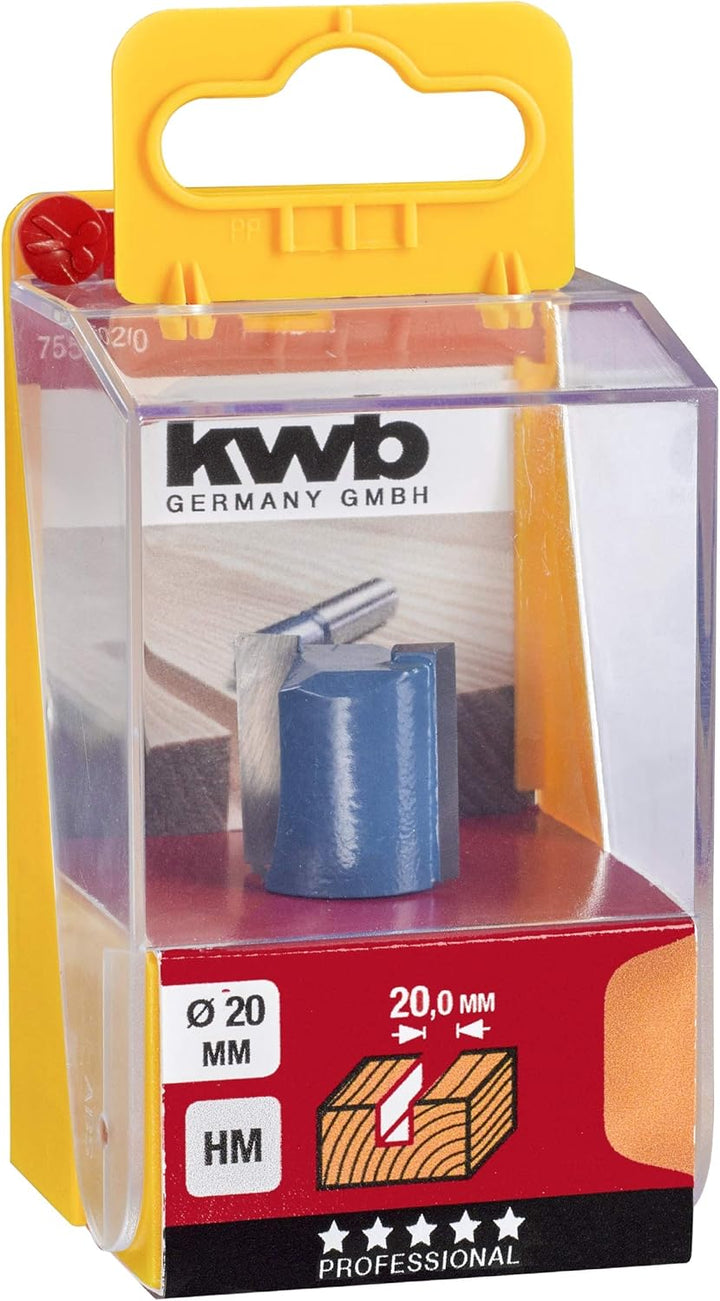 kwb HSS Nutfräser Ø 20 mm, hartmetallbestückt mit präzisem Spannschaft und optimierter Schneidengeom
