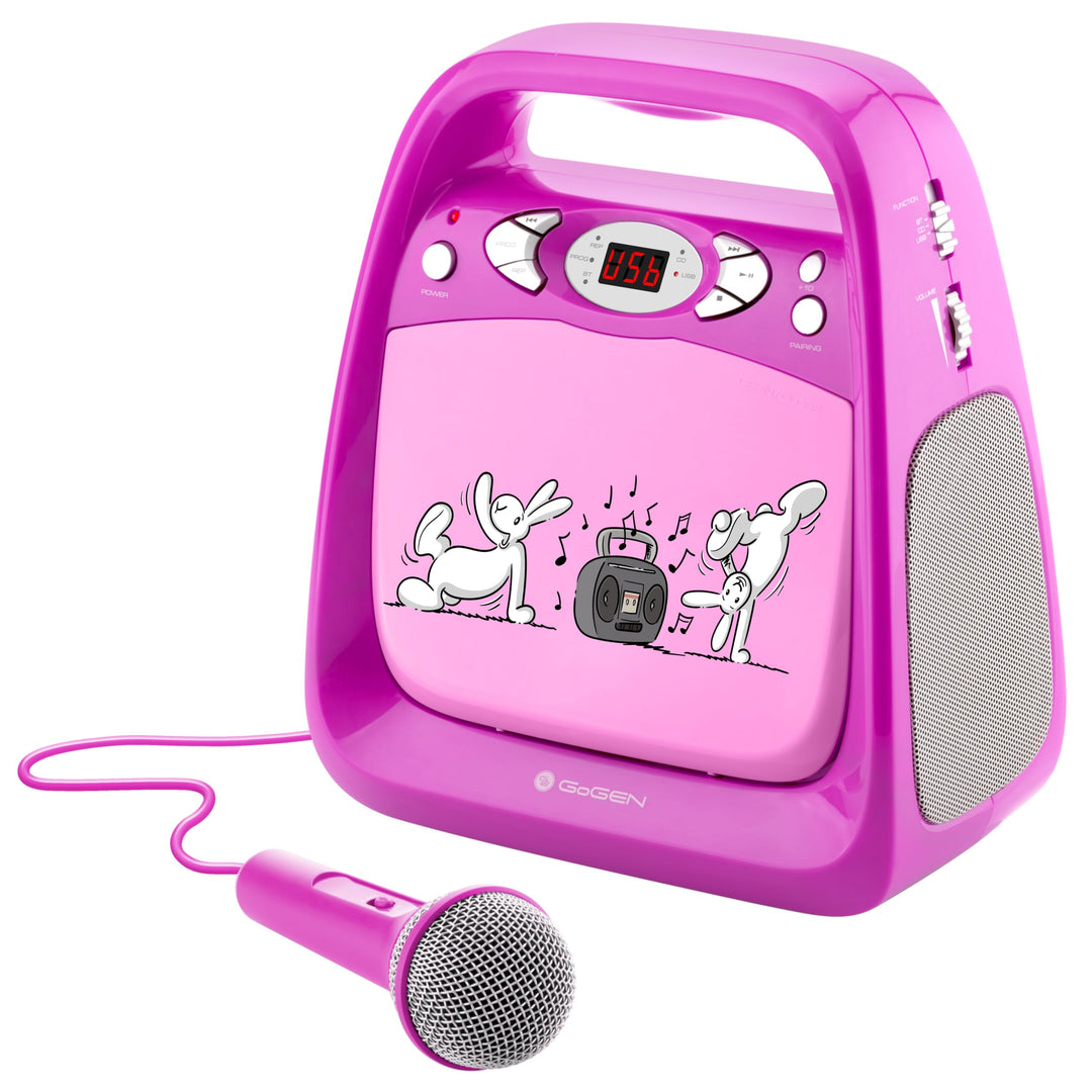 GOGEN Kinderkaraoke und CD Player I USB I MP3 I Mikrofon inklusive I Kopfhörerausgang I tragbar I Ba