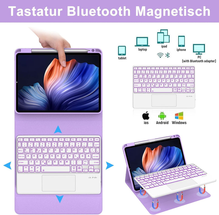 WINCHKING Tastatur Hülle für Samsung Galaxy Tab S10 FE 10.9 Zoll, Kompatibel Samsung Galaxy Tab S9 F