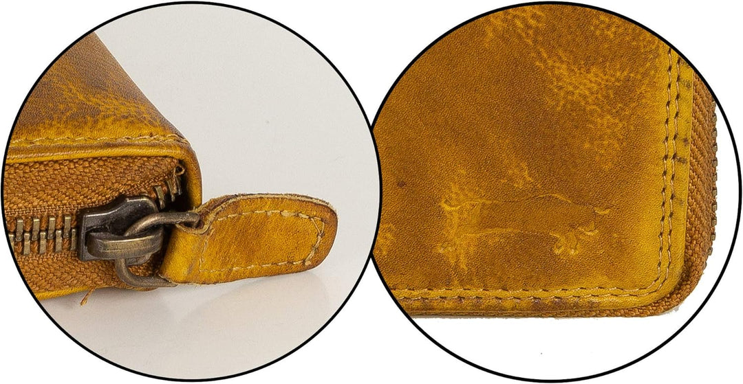 Ven Tomy Geldbörsen - Kleine Geldbörse Brieftasche für Damen und Herren Leder klein Vintage Geldbeut