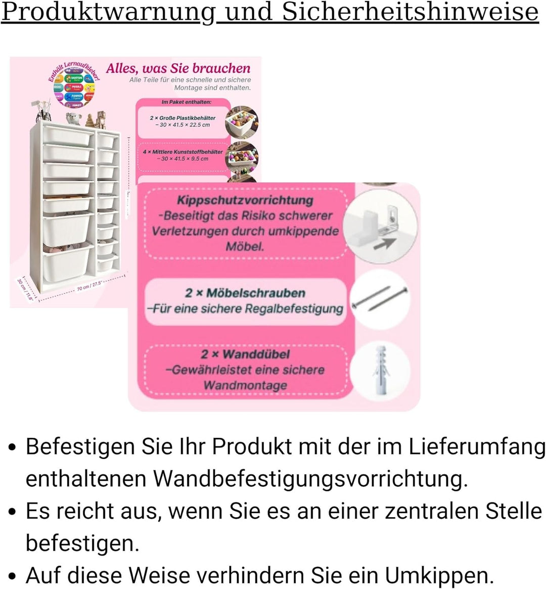 LEOKIDS Spielzeug-Aufbewahrungsbox für Kinderzimmer – Kinderregal mit 4 Boxen, Spielzeugschrank und