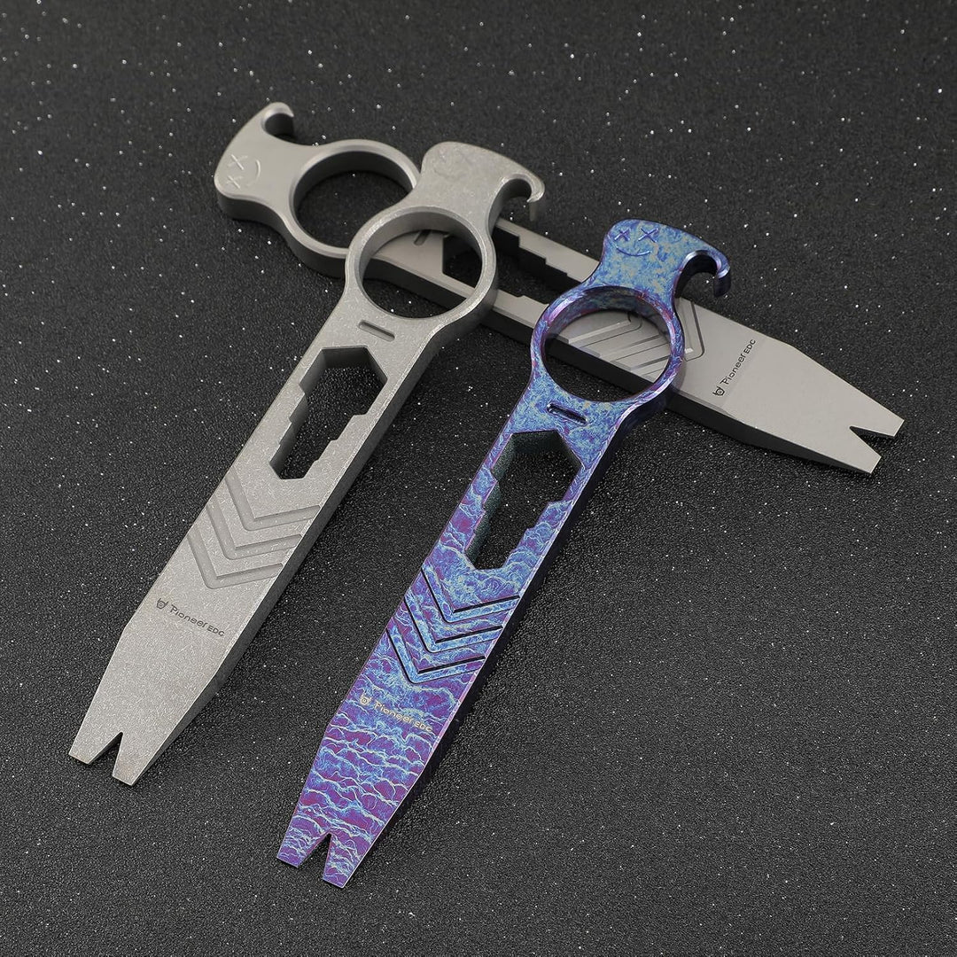 EDC-Multifunktions Brechstange aus Titan mit Flaschenöffner, Schraubenschlüssel, Nagelheber, Fallsch