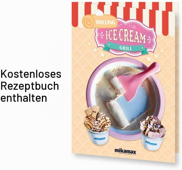 mikamax - Eis Teppanyaki Platte - Eiscreme Rollen Machine - DIY Roll - Ice Pan Eismaschine - mit rez