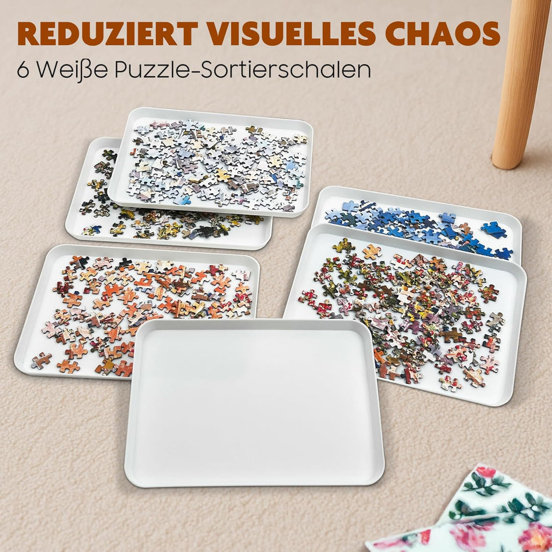 Nariolar 21,0 x 29,2 cm Stapelbare Puzzle Sortierschalen, 6 Weisse Puzzle Sortierer für bis zu 1000/