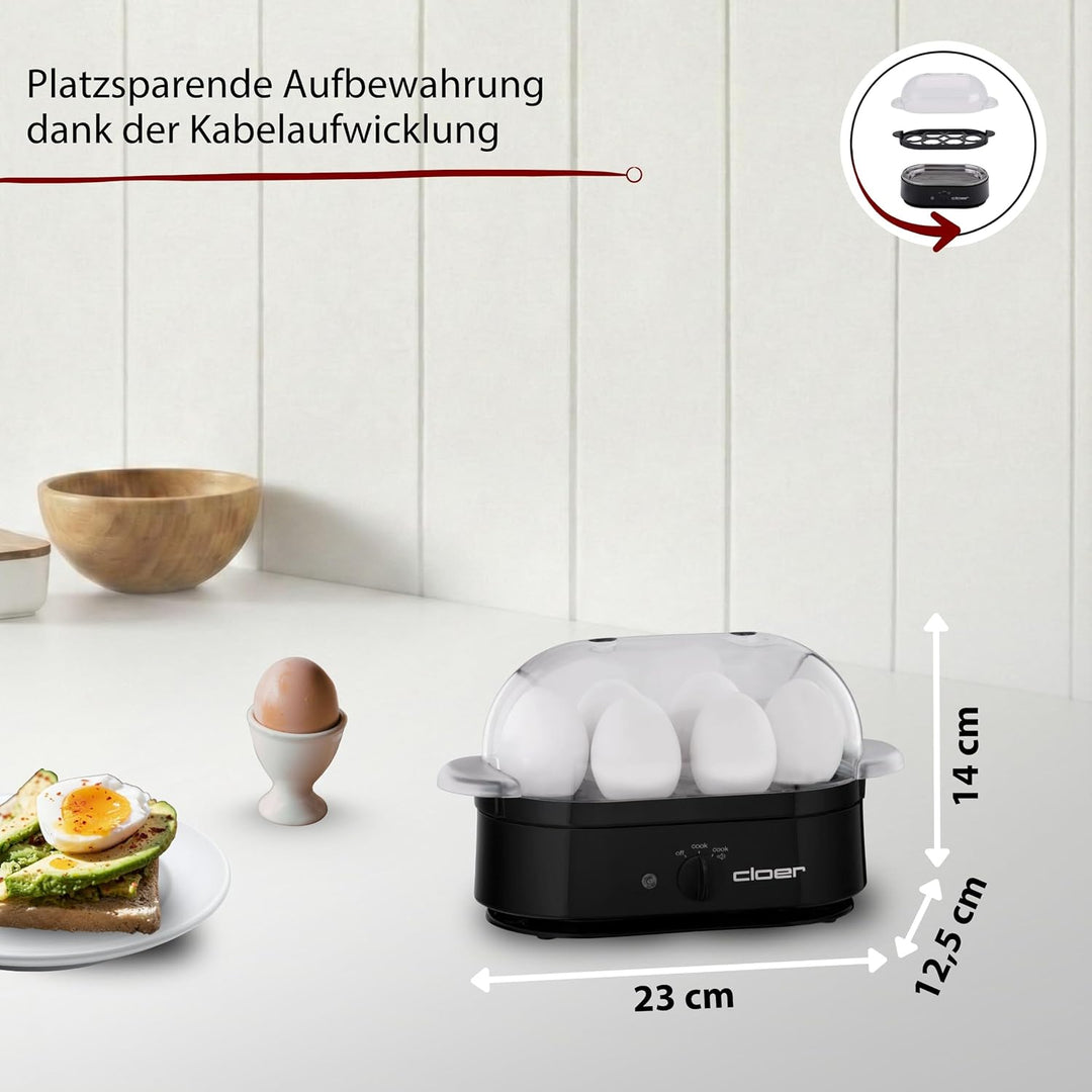 Cloer 6080 Eierkocher mit akustischer Fertigmeldung, 350 W,