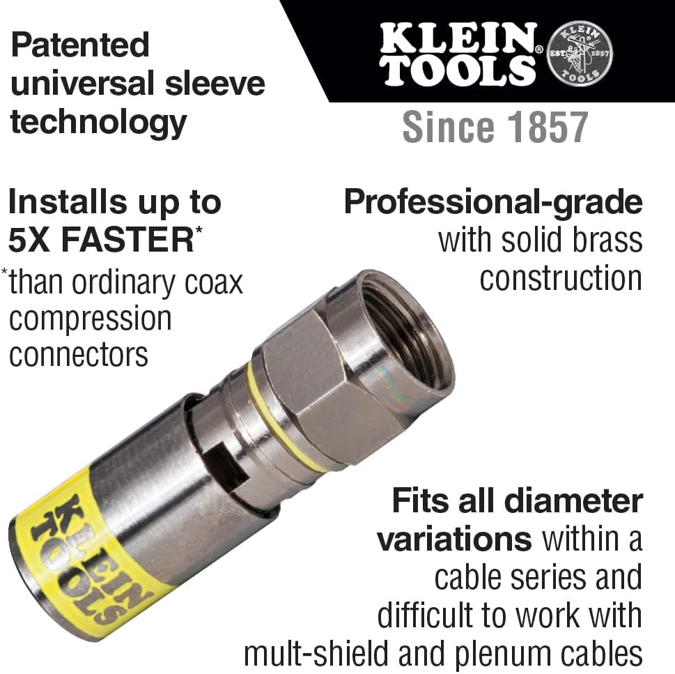 Klein Tools Universal Kompressions-Stecker, VDV812-612 RG6/6Q, Universal, 50 Stück, RG6/6Q, Universa