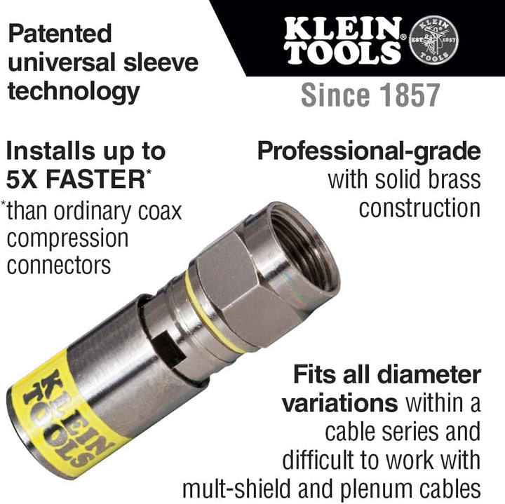 Klein Tools Universal Kompressions-Stecker, VDV812-612 RG6/6Q, Universal, 50 Stück, RG6/6Q, Universa