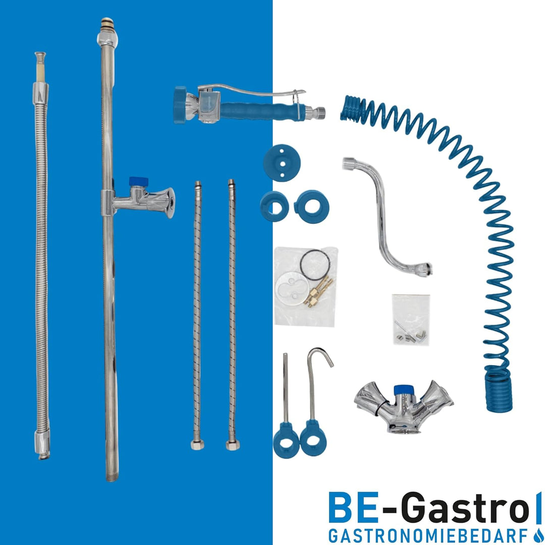 BE-GASTRO I Profi Gastro Geschirrbrause Einloch "Premium" Drehgriff blau inkl. Wasserhahn, Mischbatt
