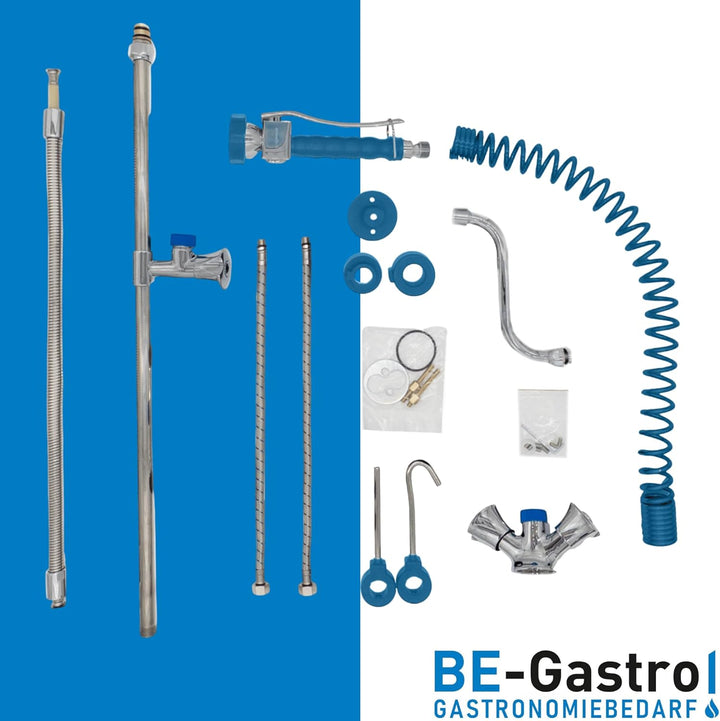 BE-GASTRO I Profi Gastro Geschirrbrause Einloch "Premium" Drehgriff blau inkl. Wasserhahn, Mischbatt